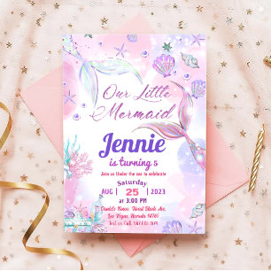Little Mermaid Birthday Party Under The Sea Party Invitation