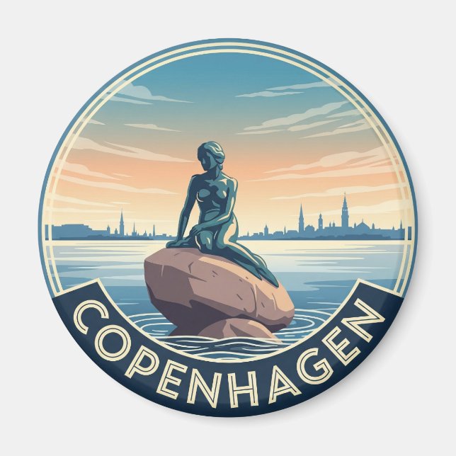 Little Mermaid Copenhagen Denmark Travel Magnet (Front)