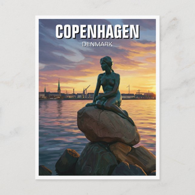 Little Mermaid Copenhagen Denmark Travel Postcard (Front)