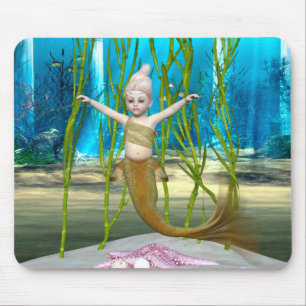 Little Mermaid Cute Fantasy Girl, Blue Ocean Mouse Mat
