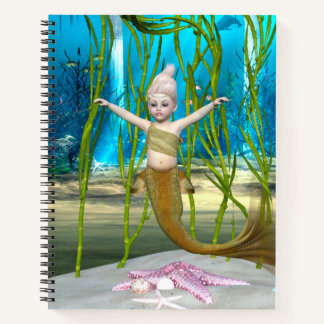 Little Mermaid Cute Fantasy Girl, Blue Ocean Notebook