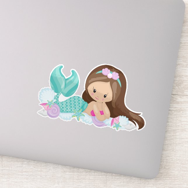 Little Mermaid, Cute Mermaid, Shells, Brown Hair (Detail)