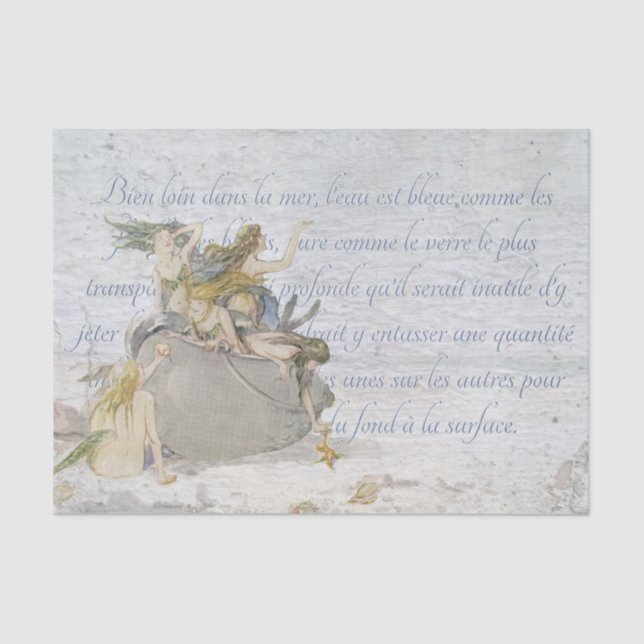 Little Mermaid French Fantasy Decoupage Vintage    Tissue Paper (Front)