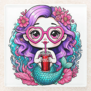Little Mermaid Glass Coaster – Elegant Ocean Decor