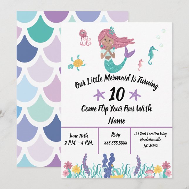 Little Mermaid Invitation (Front/Back)