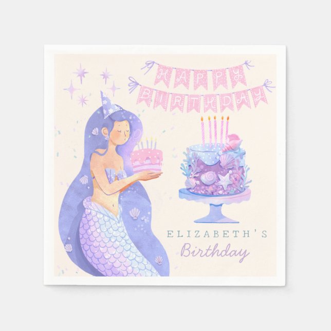 Little Mermaid Magical Under the sea  Birthday  Napkin (Front)