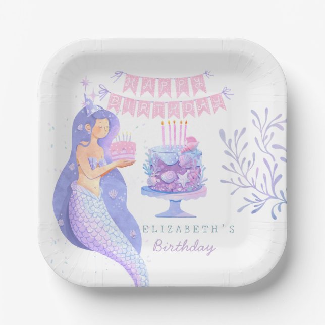 Little Mermaid Magical Under the sea  Birthday  Paper Plate (Front)