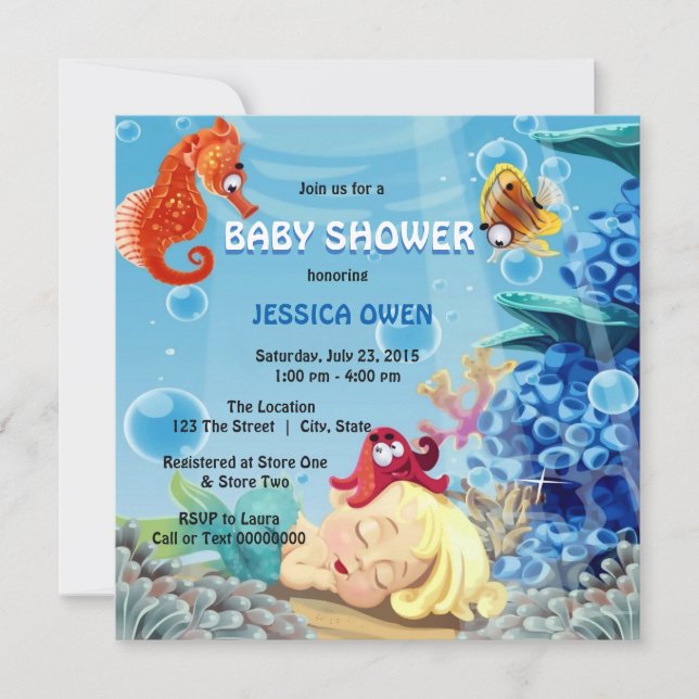 Little Mermaid Merman Under the Sea Baby Shower Invitation (Front)