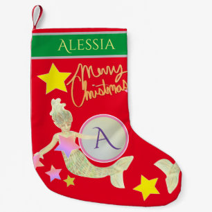 Little Mermaid Monogram Small Christmas Stocking