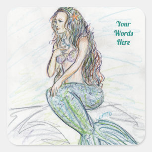 Little Mermaid on Rock Art Custom Decal Stickers