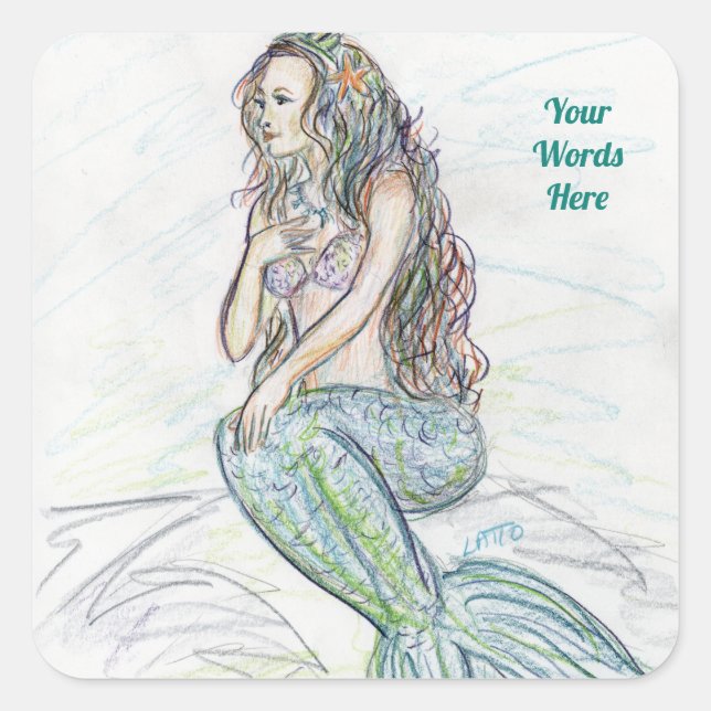 Little Mermaid on Rock Art Custom Decal Stickers (Front)