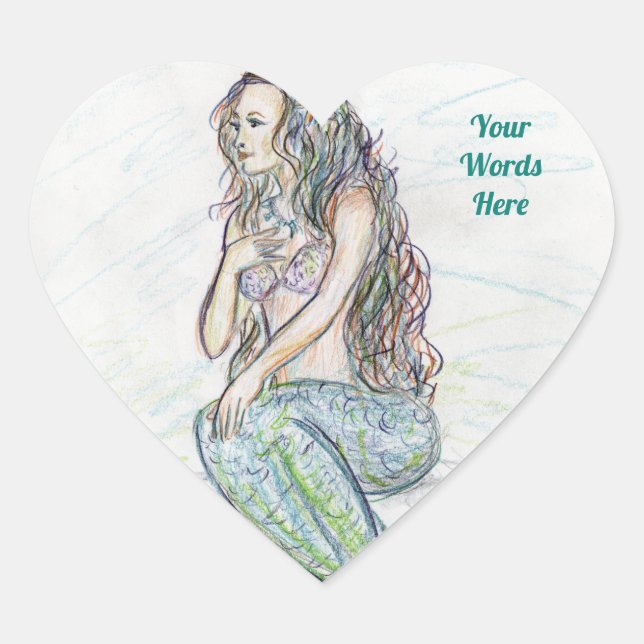 Little Mermaid on Rock Art Custom Decal Stickers (Front)