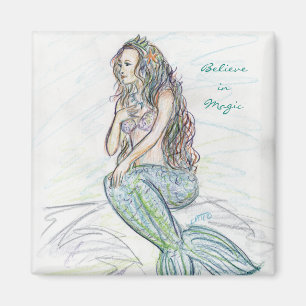 Little Mermaid on Rock Custom Refrigerator Magnets