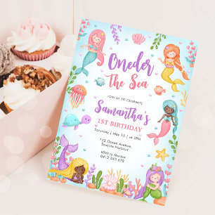 Little Mermaid Oneder The Sea 1st Birthday Invitation