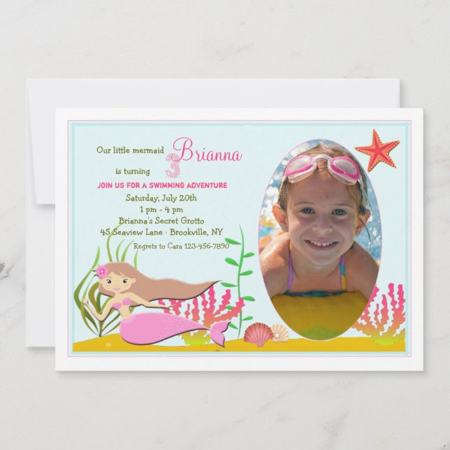 Little Mermaid Photo Invitation (Front)