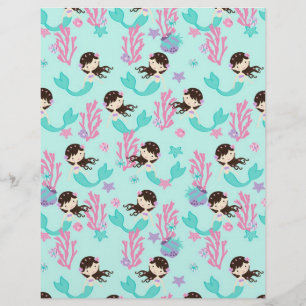 Little Mermaid Scrapbook Paper Brunette 1