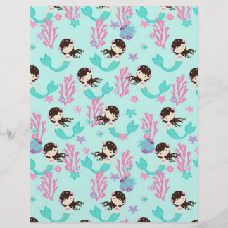 Little Mermaid Scrapbook Paper Brunette 1