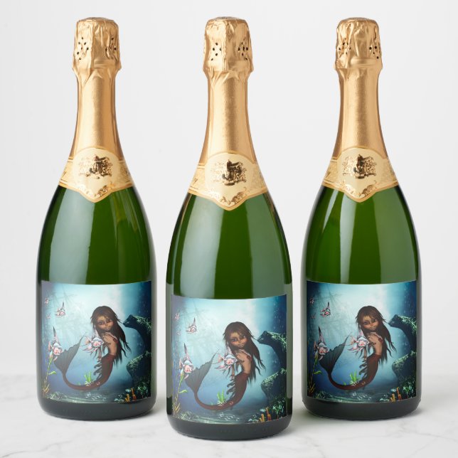 Little mermaid sparkling wine label (Bottles)