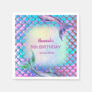 little mermaid theme pattern Birthday Napkin