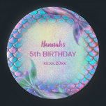little mermaid theme pattern Birthday Paper Plate<br><div class="desc">Little mermaid's Birthday party paper plates - please note the iridescence is only simulated</div>