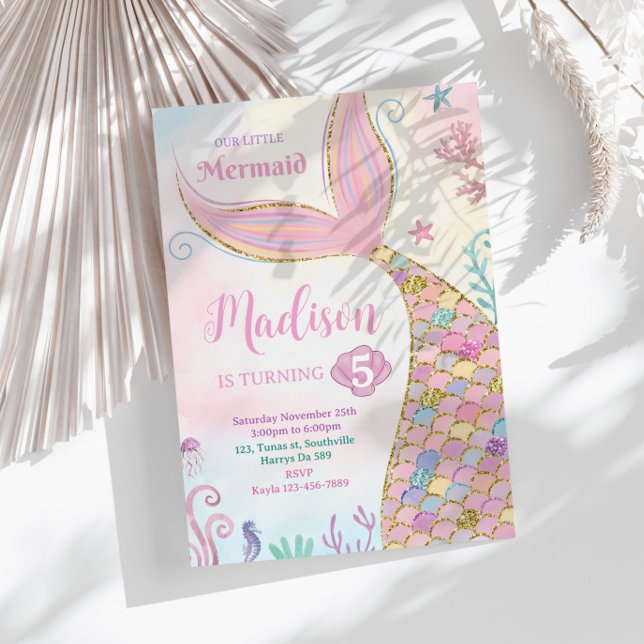 Little Mermaid Under the Sea Magical Girl Birthday Invitation (Creator Uploaded)