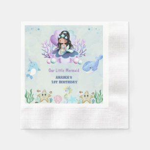 Little Mermaid Watercolor  Birthday  Napkin