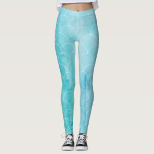 Little Mermaid Yoga Pants Fish Scales Blue Water