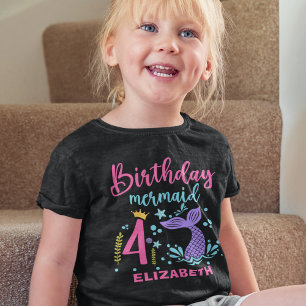 Little Mermaid's 4th Birthday Girl T-Shirt