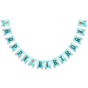 Little Mermaids Happy Birthday bunting banner