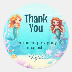 Little Mermaids Under the Sea Birthday Classic Round Sticker