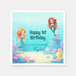 Little Mermaids Under the Sea Birthday Party Round Napkin