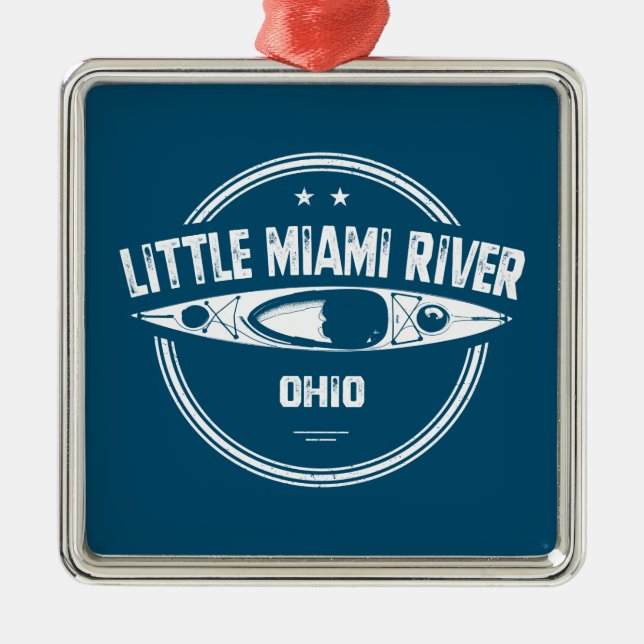Little Miami River Ohio Kayaking Metal Tree Decoration (Front)