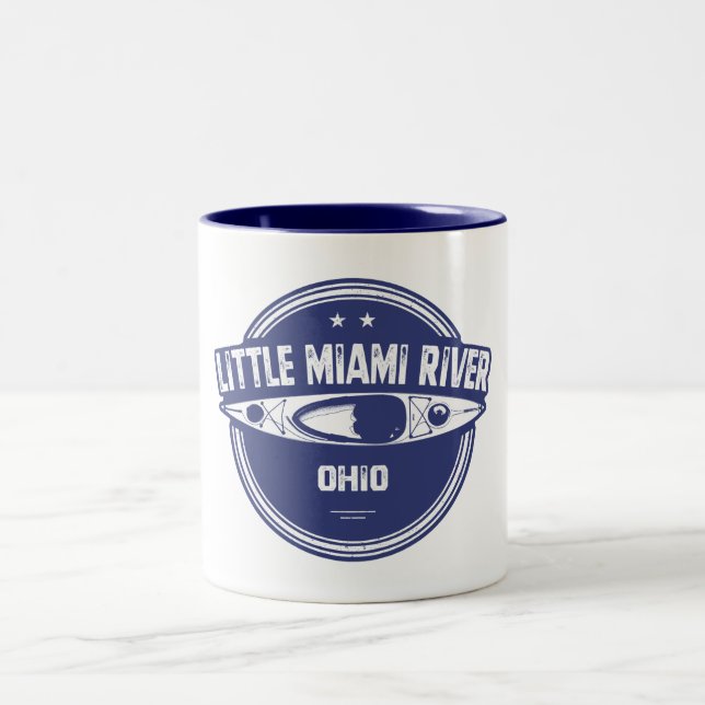 Little Miami River Ohio Kayaking Two-Tone Coffee Mug (Center)