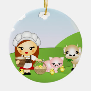 Little Milk Maid and friends Ceramic Tree Decoration