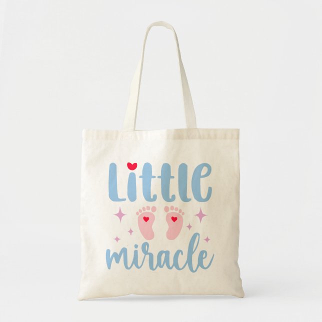 "Little Miracle" Baby Quotes Tote Bag (Front)