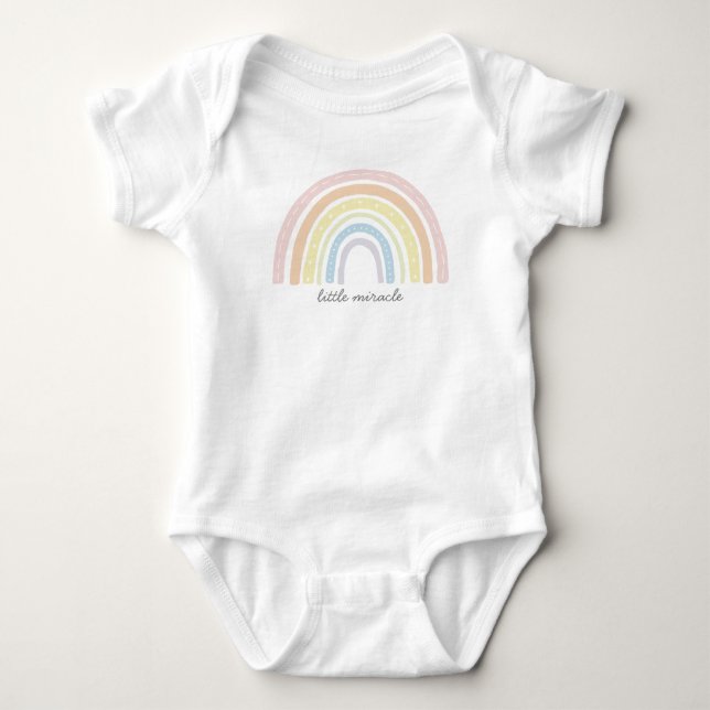 Little Miracle, Boho Rainbow Baby Bodysuit (Front)