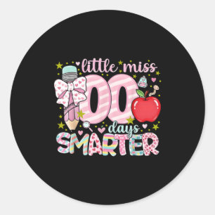 Little Miss 100 Days Smarter Kids Girls 100th Day  Classic Round Sticker