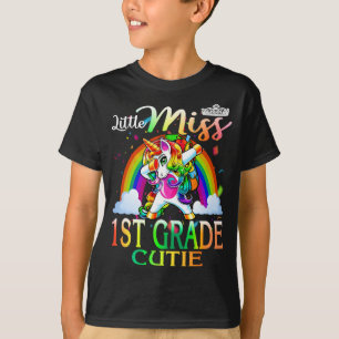 Little Miss 1st Grade Cutie Unicorn Rainbow T-Shirt