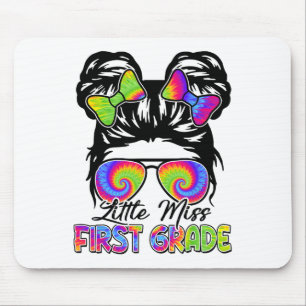 Little Miss 1st Grade Girl Ck To School Messy Bun Mouse Mat