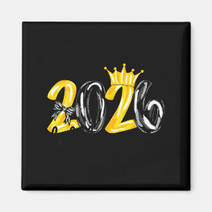 Little Miss 2026 Coquette Bow Crown Happy New Year Magnet