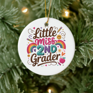 Little Miss 2nd Grade First Day of Second Grade Ceramic Tree Decoration