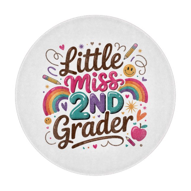 Little Miss 2nd Grade First Day of Second Grade Cutting Board (Front)