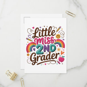 Little Miss 2nd Grade First Day of Second Grade Invitation Postcard