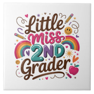 Little Miss 2nd Grade First Day of Second Grade Tile