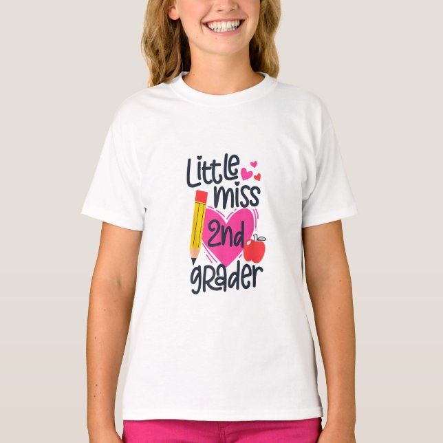 Little Miss 2nd Grader First Day Of Second Grade  T-Shirt (Front)