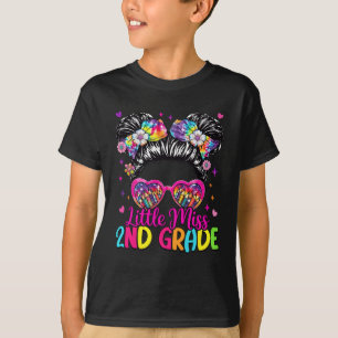Little Miss 2nd Second Grade Messy Bun First Day O T-Shirt