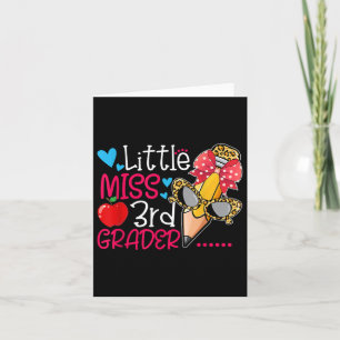 Little Miss 3rd Grader Girls Leopard Pencil Back T Card