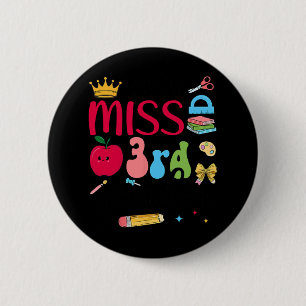 Little Miss 3rd Grader Third Day Of School Third G 6 Cm Round Badge