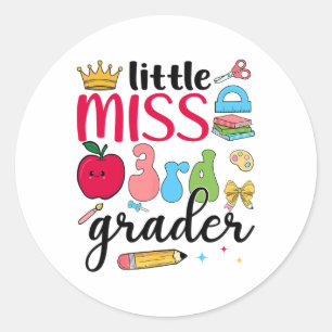 Little Miss 3rd Grader Third Day Of School Third G Classic Round Sticker