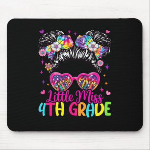 Little Miss 4th Fourth Grade Messy Bun First Day O Mouse Mat